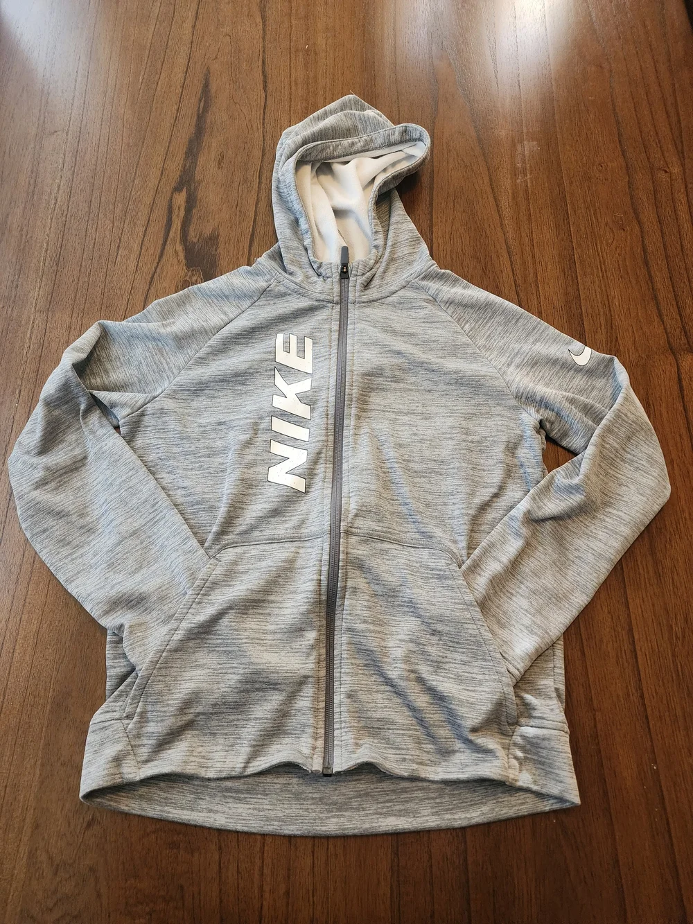 Nike Boy's Light Gray Full-Zip Hoodie Jacket L